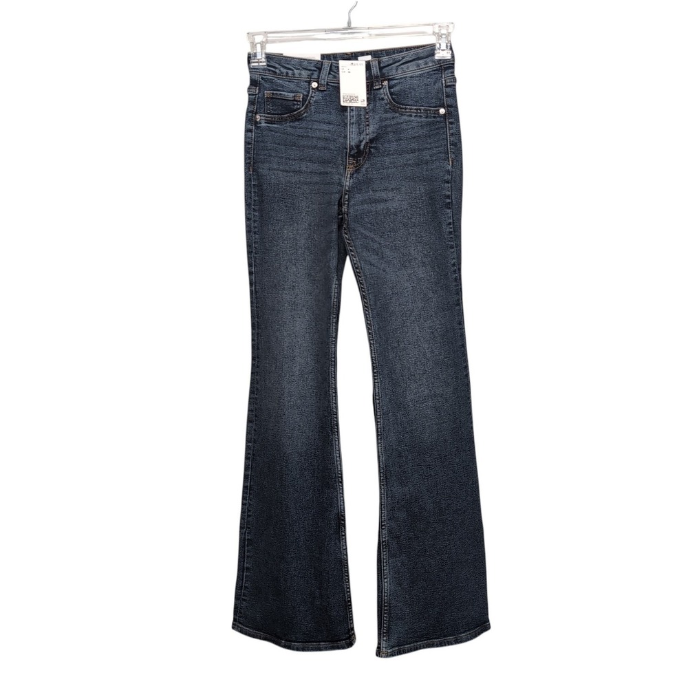 H&M Divided Flare High Waist Jeans Womens Size 4 Blue Stretch Denim NEW NWT